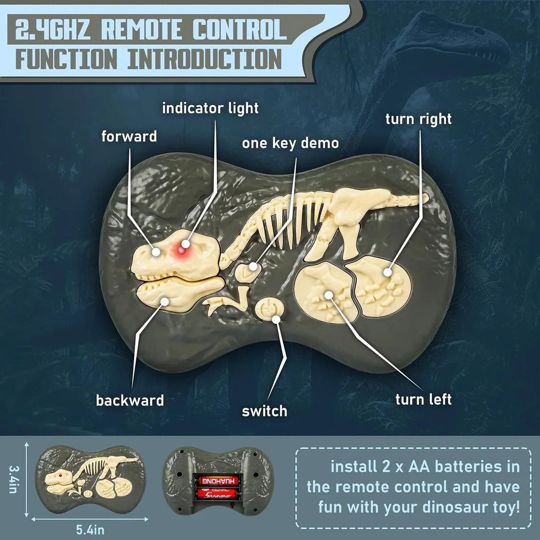 Remote Control Robot Dinosaur Toy โ Walking, Roaring RC T-Rex with Lights, Music & Interactive Actions