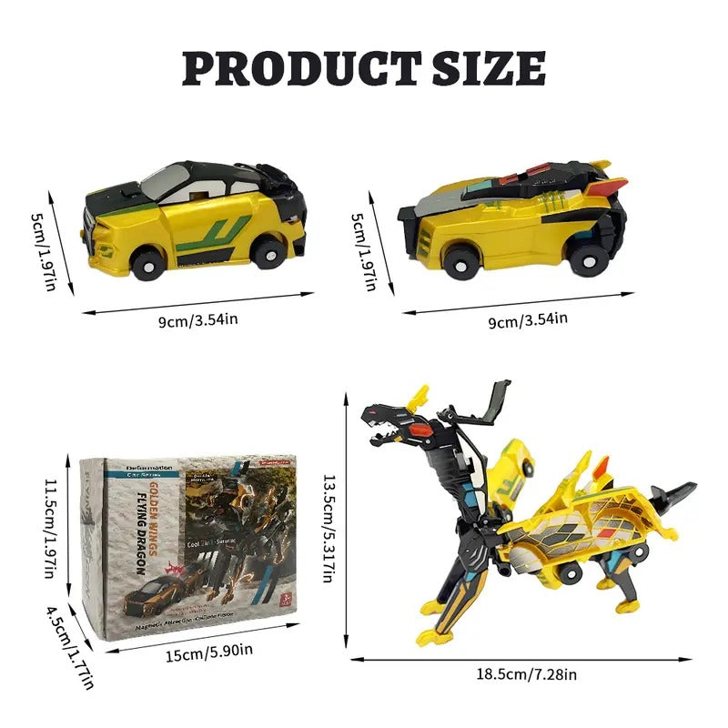 2-in-1 Collision Transforming Dinosaur Car Toy – Magnetic Dino Robot Cars for Kids Ages 3-12
