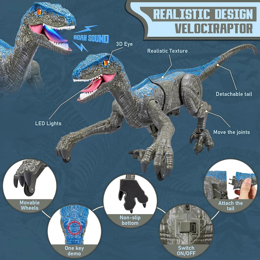 Remote Control Robot Dinosaur Toy – Walking, Roaring RC T-Rex with Lights, Music & Interactive Actions
