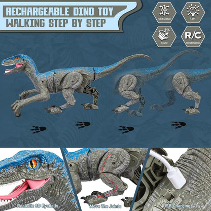 Remote Control Robot Dinosaur Toy – Walking, Roaring RC T-Rex with Lights, Music & Interactive Actions